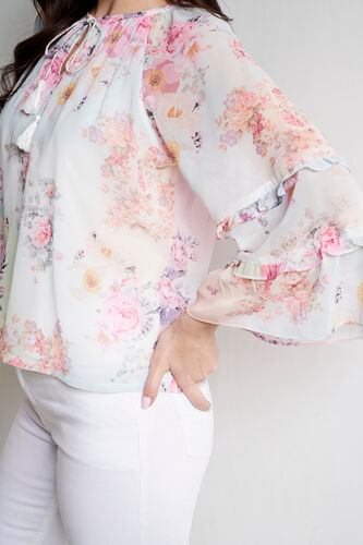Multi Floral Flared Top, Multi Color, image 6